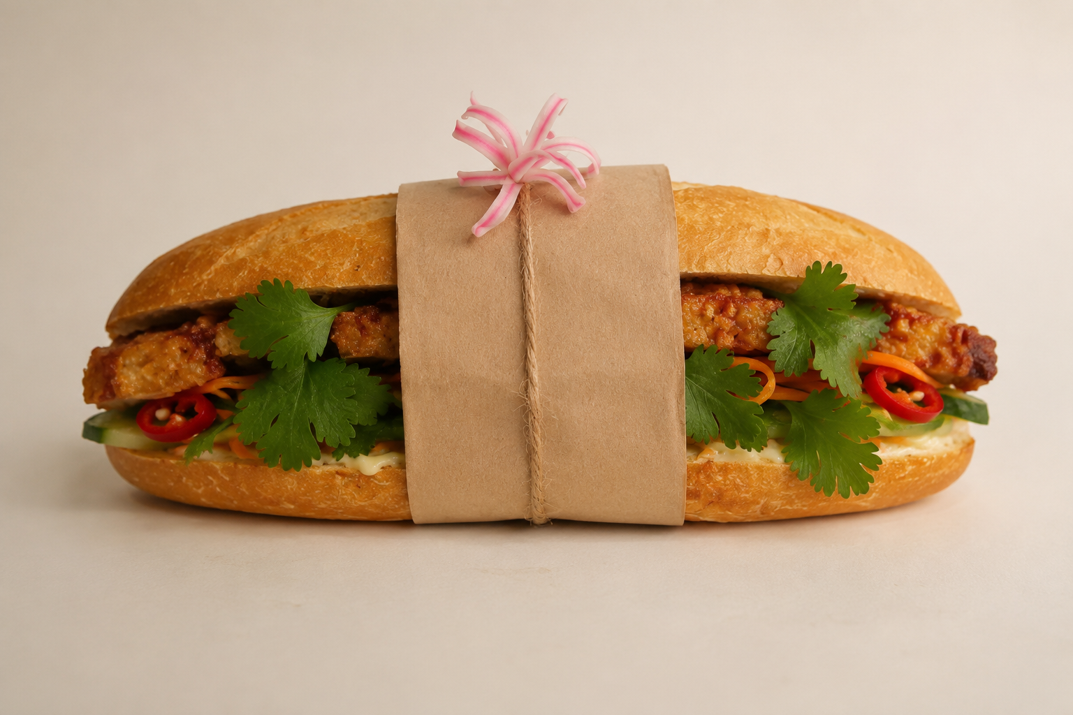 Crispy crackling pork belly bánh mì